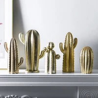 nordic minimalist white gold cactus cactus craft ornaments model room tv cabinet home decorations