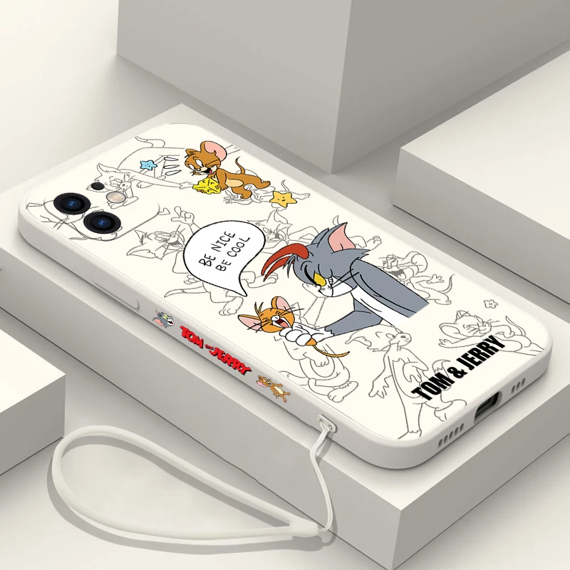 

Cartoon Toms and Jerries With Lanyard Phone Case For Xiaomi Redmi Note 11 10A 10 10S 9 8 7 Pro Plus 10C 9A 9C 9T 4G 5G Cover