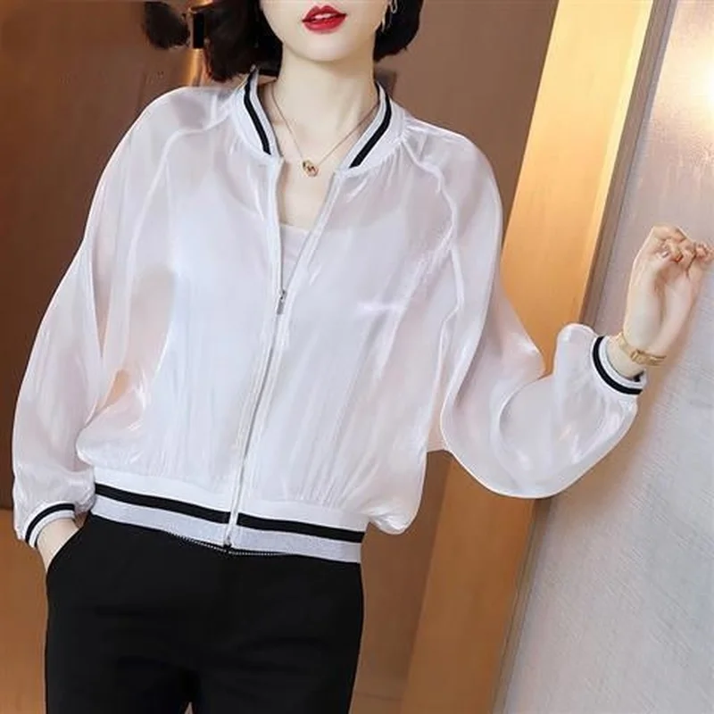 

Women's Sun Protection Clothing Long-Sleeved Jacket Female Casual Thin Breathable Korean Summer UV Thin Coat Outerwear Tops X175