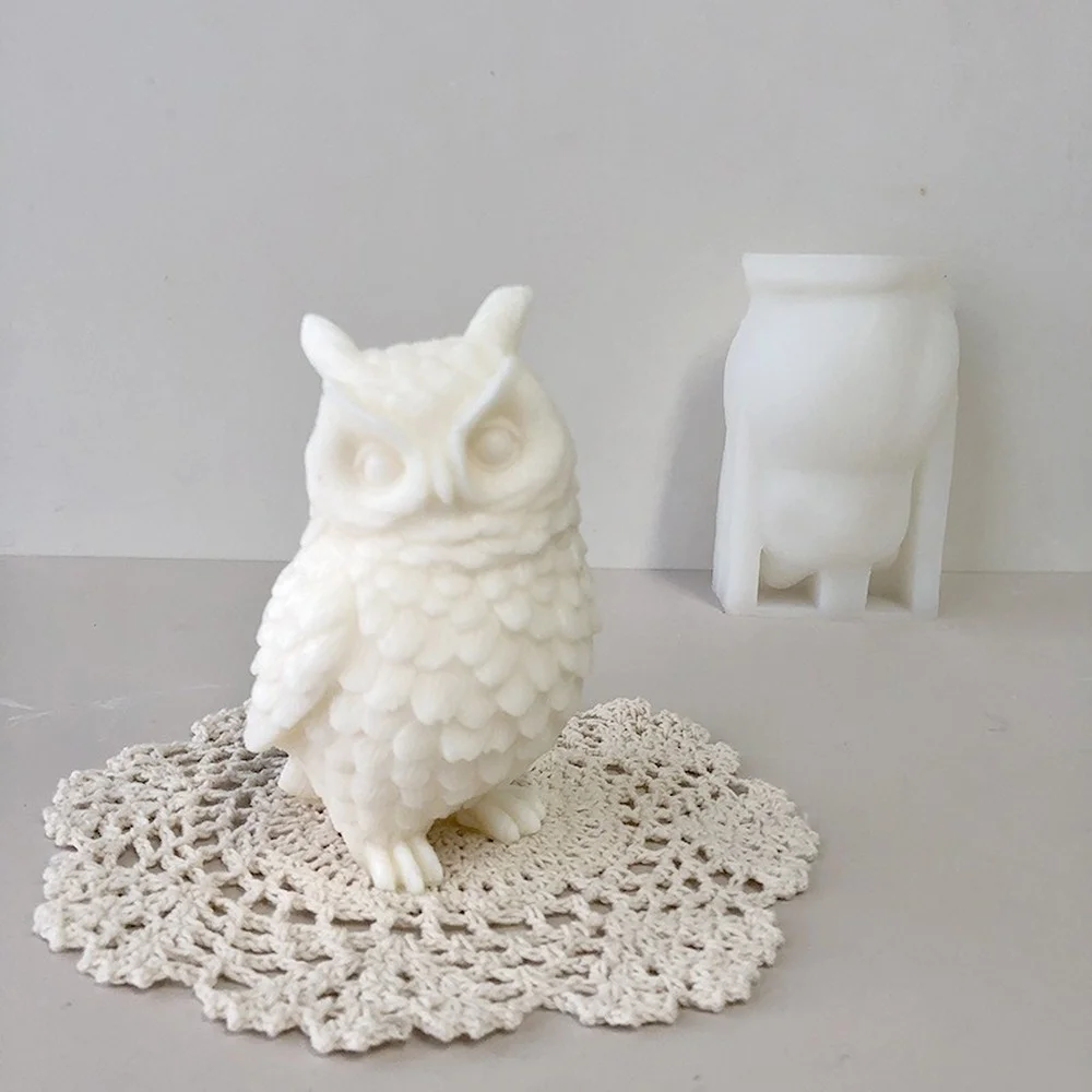 3D Large Size Owl Candle Silicone Mold DIY Crafts Making Epoxy Resin Casting Molds Animal Shape Clay Mould   قوالب سيلكون