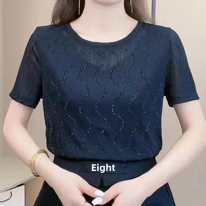 Кружевные топы с короткими рукавами женская модная утягивающая футболка лето 2023
