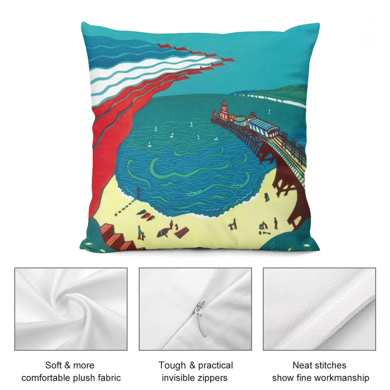 Red Arrows Bournemouth Beach - linocut от Francesca Whetnall Декоративная подушка Рождественские чехлы для