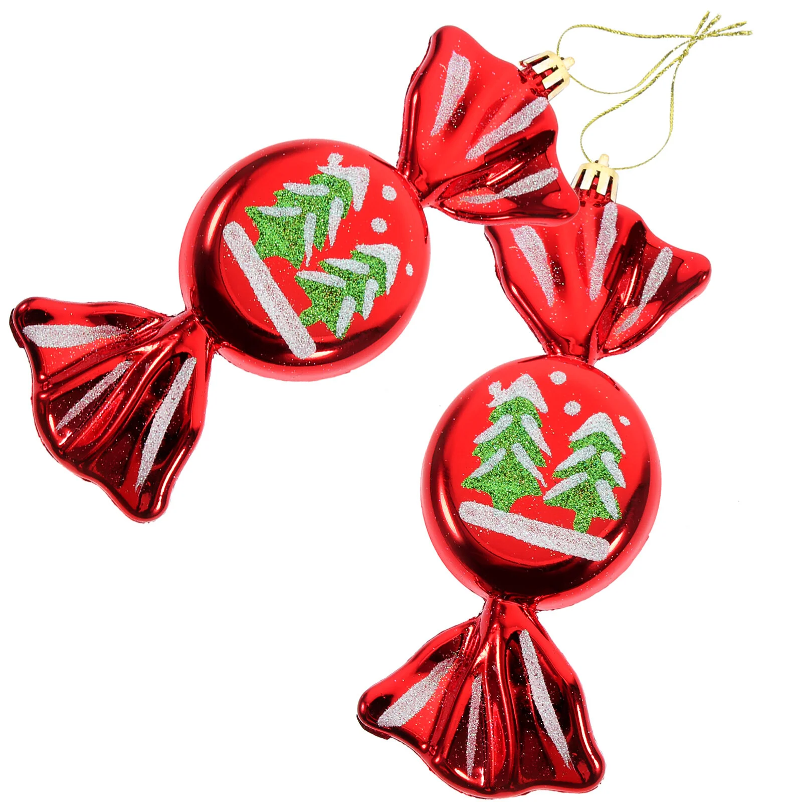 

2 Pcs Christmas Tree Pendant Wedding Ceremony Decorations Xmas Ornaments Candies Pendants Plastic Candy For Party Hanging