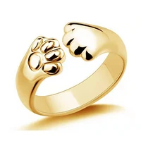 lovely cute bear paw design cuff ring for women simple cat claw opening ring lady romantic wedding love jewelry adjustable ring