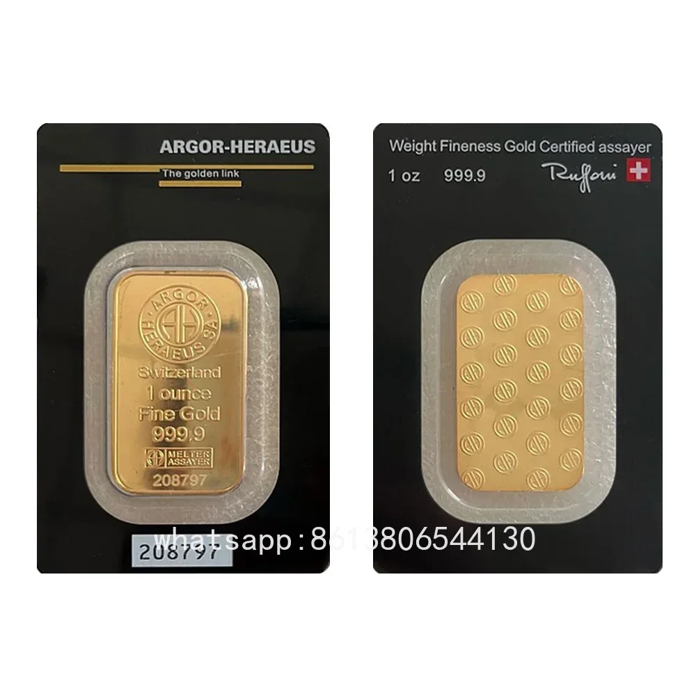 Фото Золотой слиток APMEX 24 карат (1 унция), позолоченный, с медным сердечником, с нумерацией, в герметичной упаковке, коллекционный, для декора дома №4