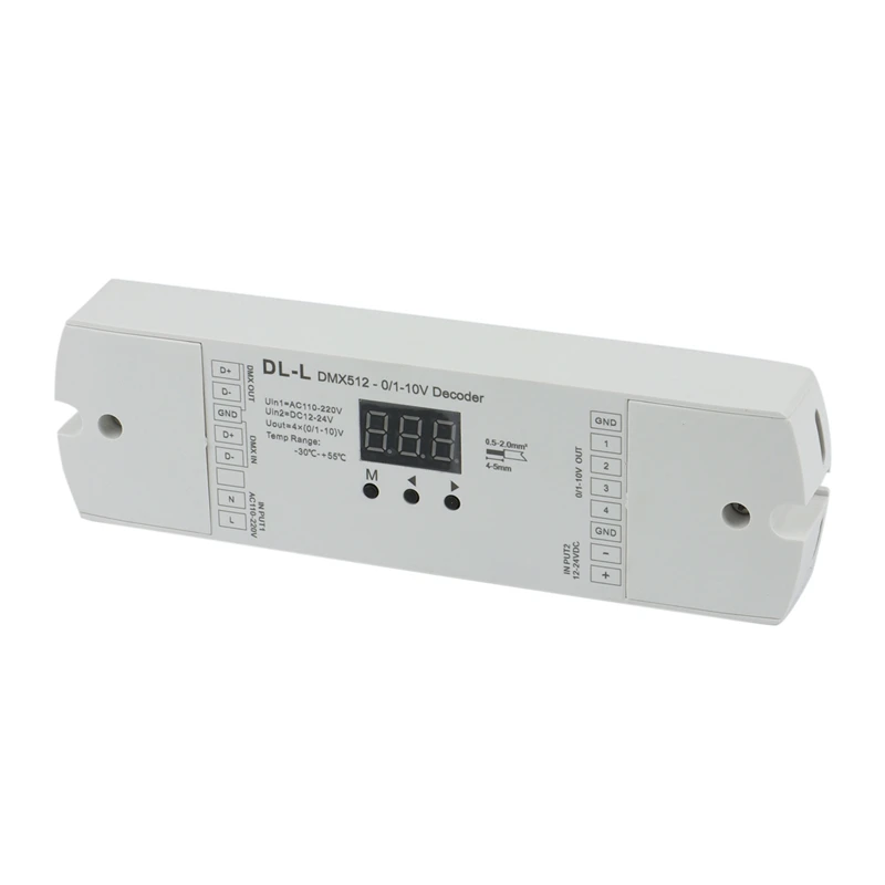 4-канальный конвертер DMX512 на 1-10 В/0-10 В вход постоянного тока 12-24 цифровой