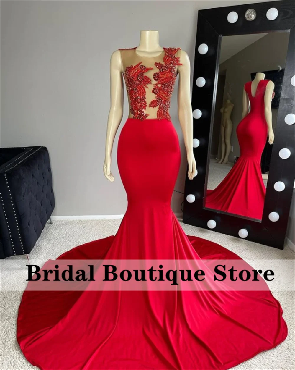 

Sexy Mermaid Prom Dress 2022 Luxury For Black Girls Beads Rhinestone Birthday Party Dresses Evening Gowns Robe De Bal