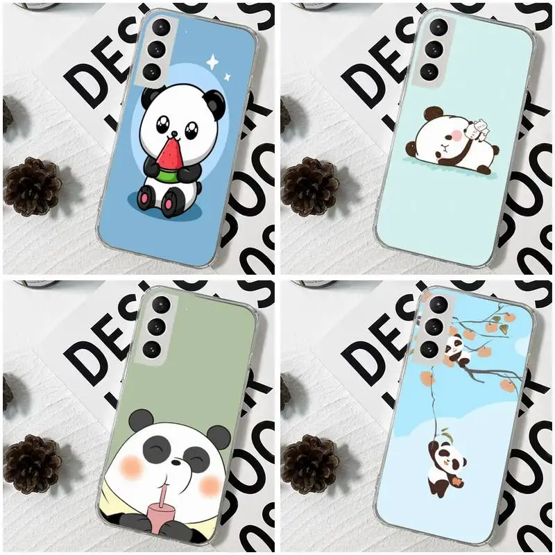 

Cute Panda Phone Case For Samsung Galaxy S10 S10e S8 S9 Plus S7 A70 Edge Note10 Transparent Cove