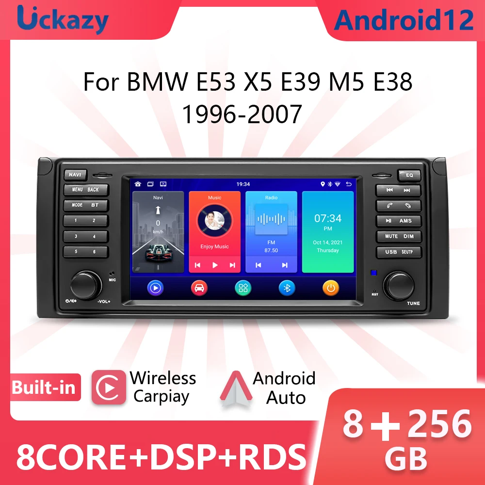 Автомагнитола Uckazy, 8 ядер, 2 din, Android 12, автомобильный мультимедийный плеер для BMW X5 11 E53 E39 M5 1996-2003, стерео, GPS-навигация, аудио, 4 Гб
