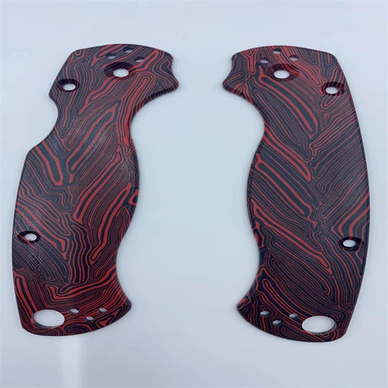 

1 Pair Custom Made DIY Black & Red Stripes G10 Knife Handle Patch for Spyderco Paramilitary C81 Knifes Accessories