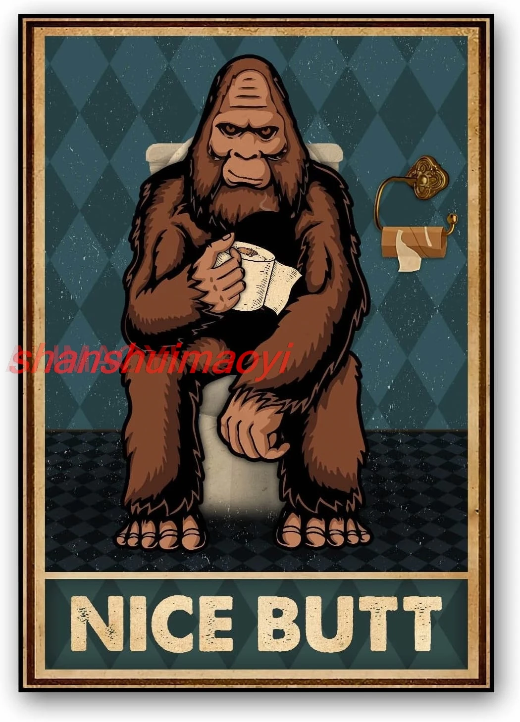 Винтажный постер ALI Bigfoot Nice Butt забавный с салфетками Sasquatch забавная ванная комната