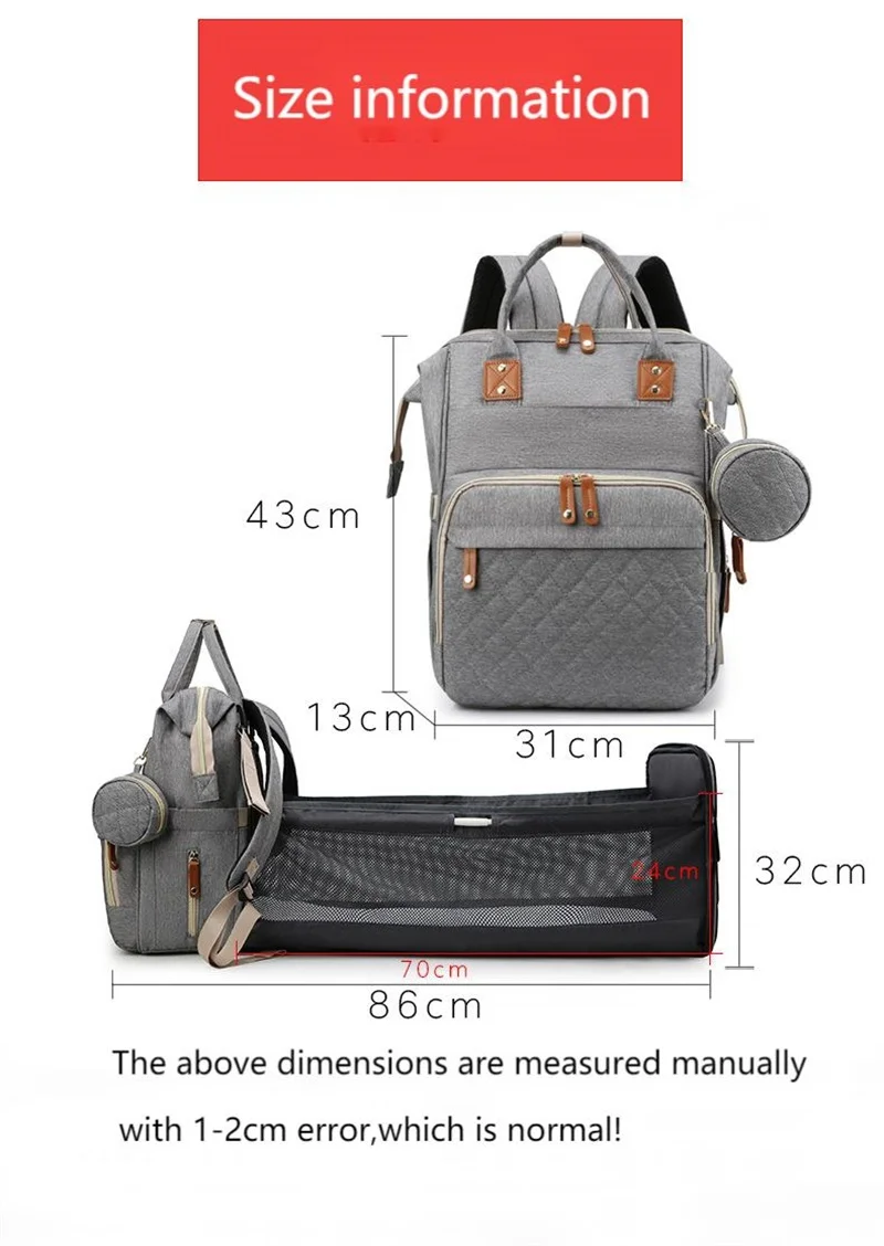 

Новинка 2022, портативная детская кровать, сумка для матери и малыша, подгузник для детской бутылочки, вместительная двойная сумка через плечо для мамы