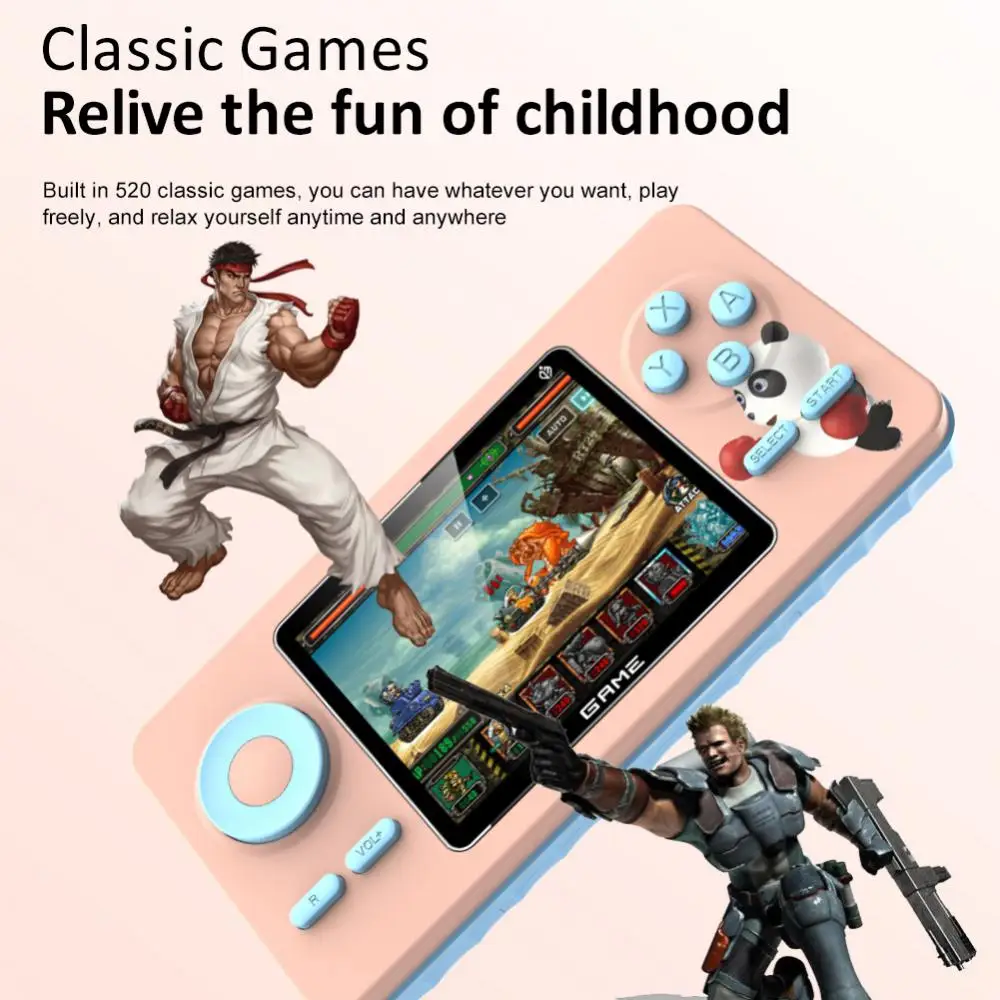 

Retro Classic Ergonomic Childrens Gifts Built-in 520 Games Game Player 8-bit Handheld Game Players Games Accessories Portable