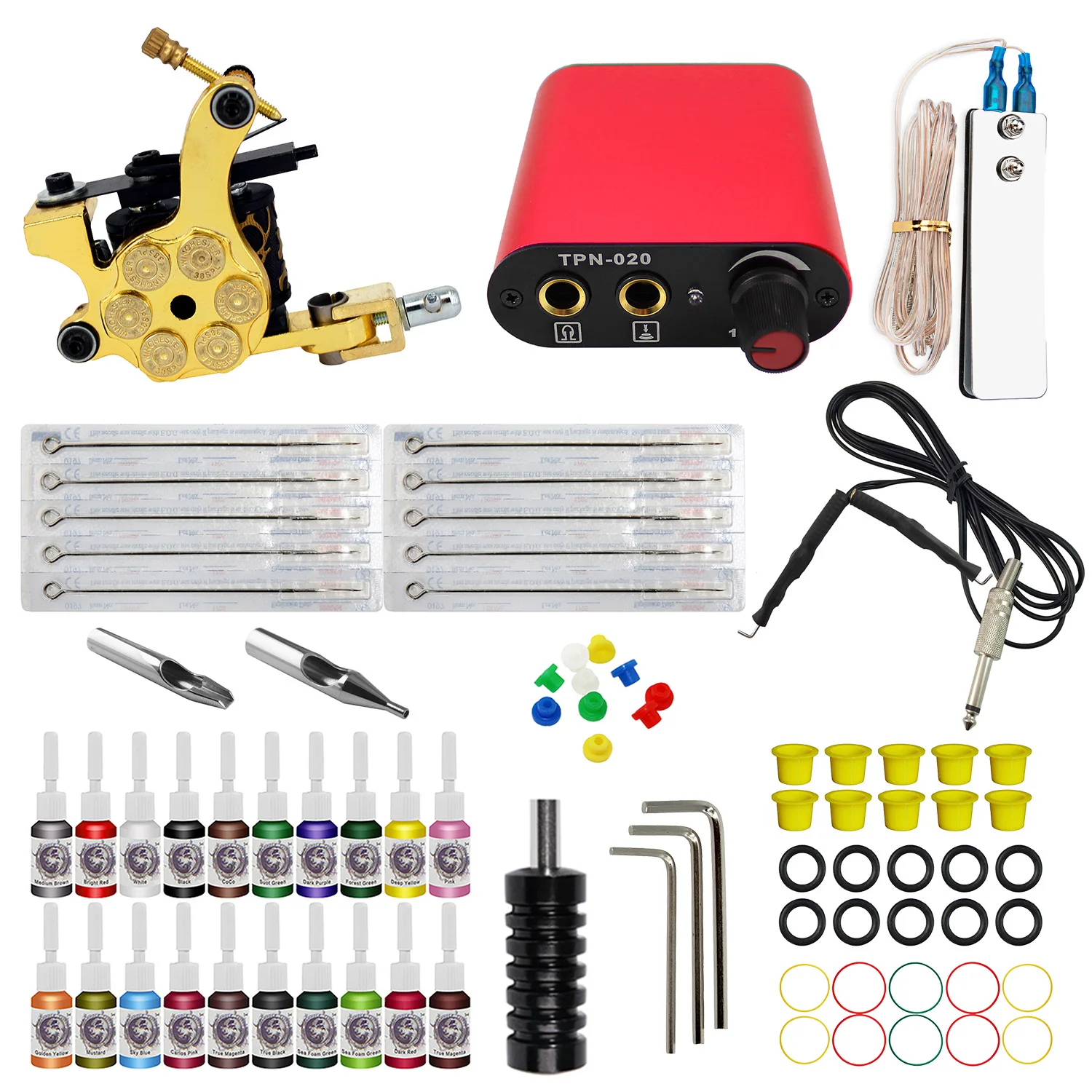 

Tattoo Machine Mini Set 20 Colors Tattoo Pigment 10 Disposable Tattoo Needles Single Machine Tattoo Set