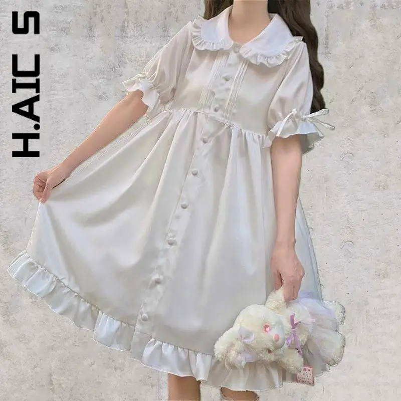 

Новое Женское платье H. АИК S, свободное универсальное студенческое однотонное модное темпераментное простое шикарное Платье До Колена