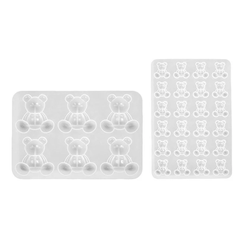 

517F Animal Bear Hair Pin Mold Silicone Epoxy Barrette Mold Agate Crystal Earrings Mould for DIY Crafts Making Accessories
