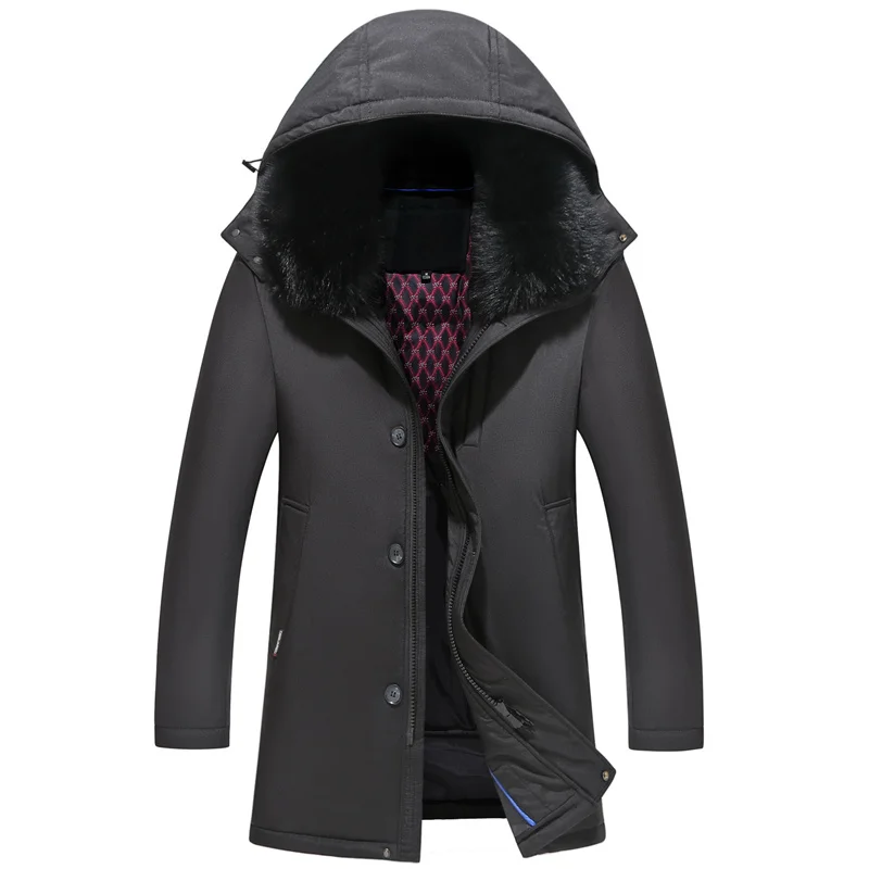 

and old Middle aged Mens Coat New Winter Warm Thicken Long Down Jacket Hooded Liner Detachable Dad loading Plus size