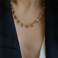 minar chunky knotted chains necklaces punk hip hop trendy twisted hollow link chokers necklaces for women party jewelry 2021