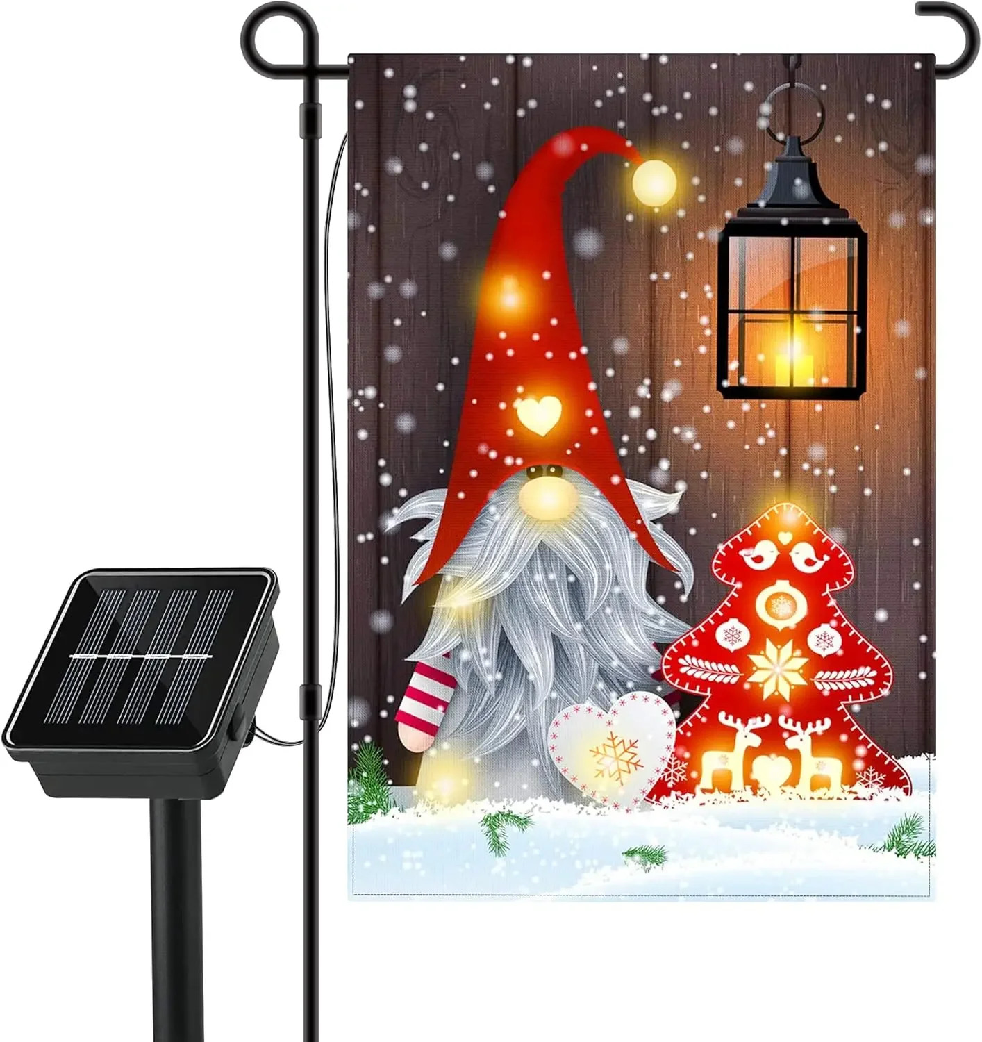 Хопотонский рождественский садовый флаг гнома 12x18 дюймов 16 теплых белых