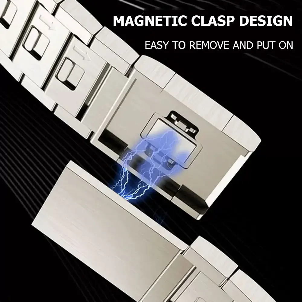 Stainless Steel Magnetic Suction Buckle for Apple Watch Ultra 49mm Strap 45mm 44mm Push-button Remove Correa for iwatch 8 7 6 SE