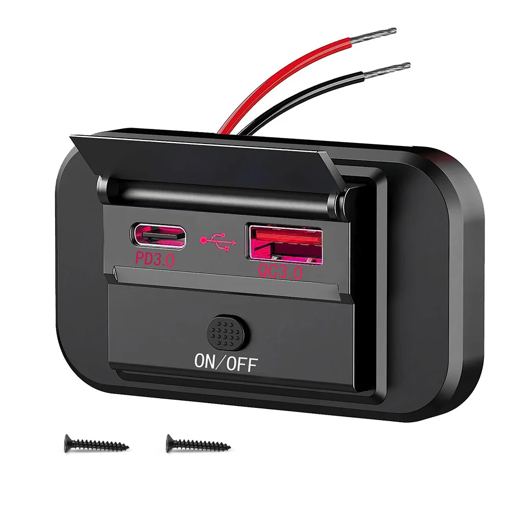 

Charger Socket Car Charger Car Electronics ABS Black DC 12V-24V PD+QC3.0 Surface Mount For Most 12V/24V Vehicles