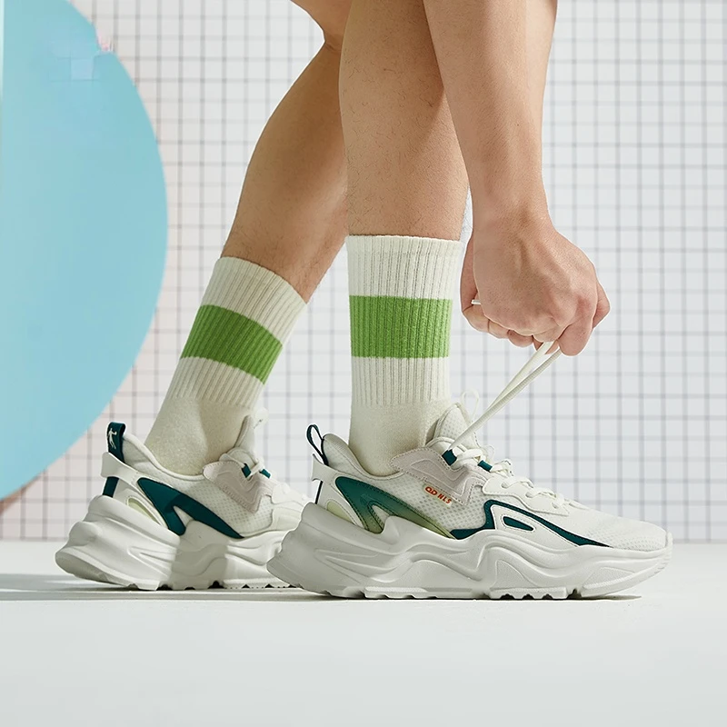 QIAODAN Casual Shoes for Men 2023 Lace-up Fashion Breathable Comfortable Lightweight Convenient Balanced  Sneakers XM25210353