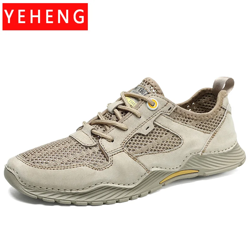 

Summer New Men's Casual Shoes Mesh Breathable Light and Comfortable Handmade Shoes Outdoor Sneakers Walking Shoes Driving Shoes