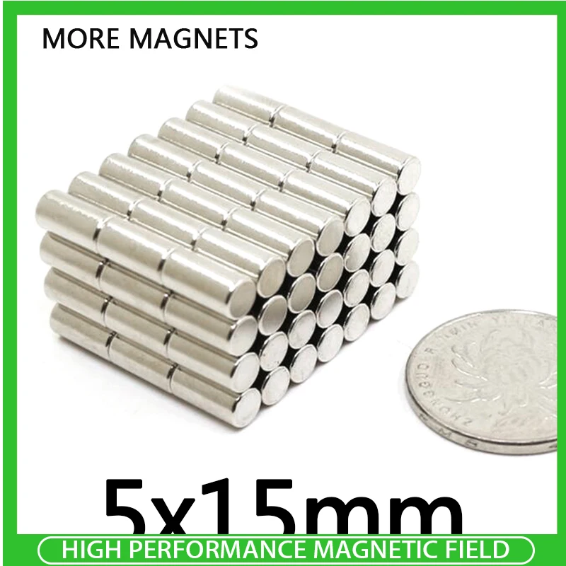 

10/20/30/50PCS Thick Small Round Powerful Magnets 5x15 mm Bulk Sheet Neodymium Magnet 5x15mm Permanent Strong Magnets 5*15 mm