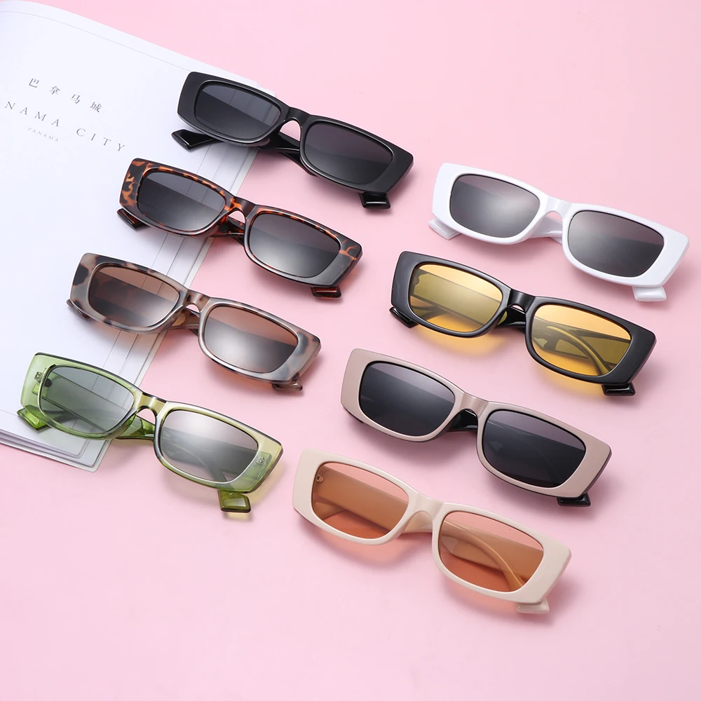 

Fashion Small Rectangle Sunglasses Women Sun Glasses UV400 Shades Eyewear Retro Ins Popular Beach Wear Accessories