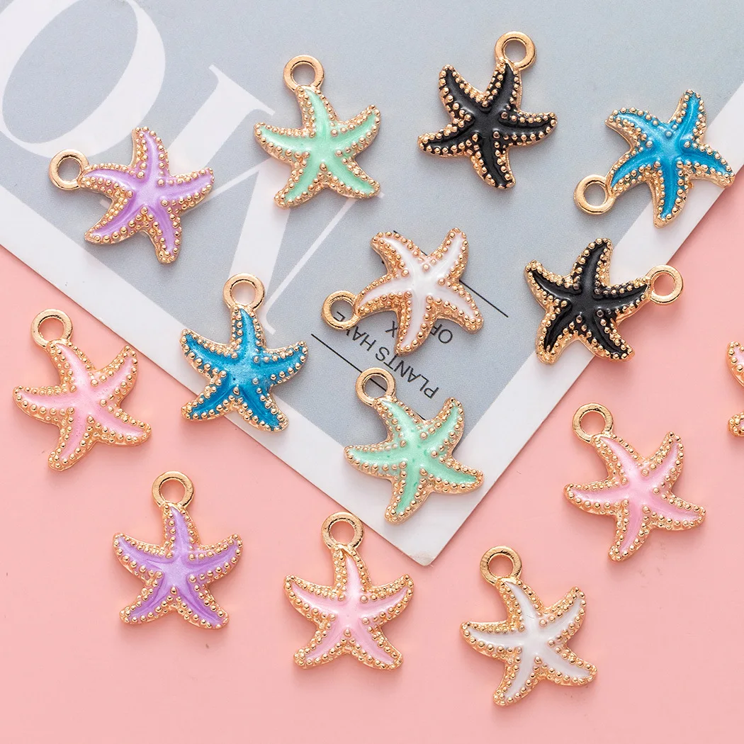 

10pcs Alloy Drip Oil Charms Starfish Pendants DIY Accessories Making Fit Necklace Earring Bracelet Ocean Animal Material Jewelry