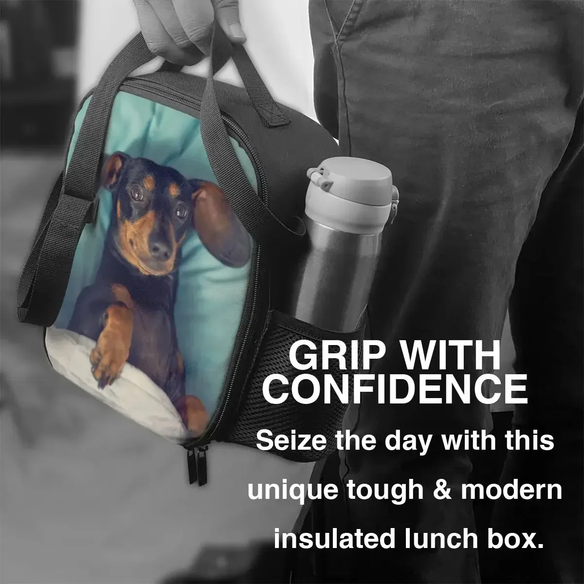 Индивидуальная сумка для обеда с таксой мужчин и женщин Термоизолированный