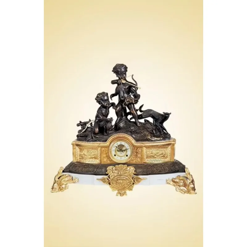 Часы настольные механические во французском стиле с античным латунным и