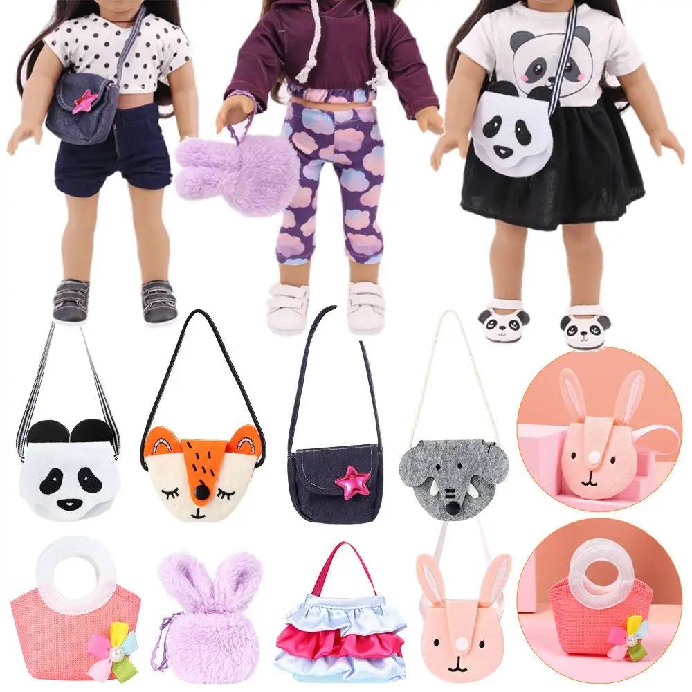

18inch Fashion Doll Accessories Doll Shoulder Bag Lady Bag Plush Handbag Cartoon Animal Shape Dolls Girls Toys Gift Accessories