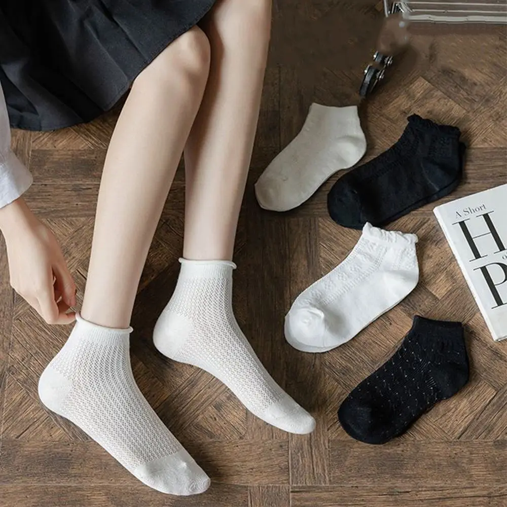 

Женские Летние удобные дышащие хлопковые носки под форму JK, милые кружевные сетчатые Чулочные изделия для девочек