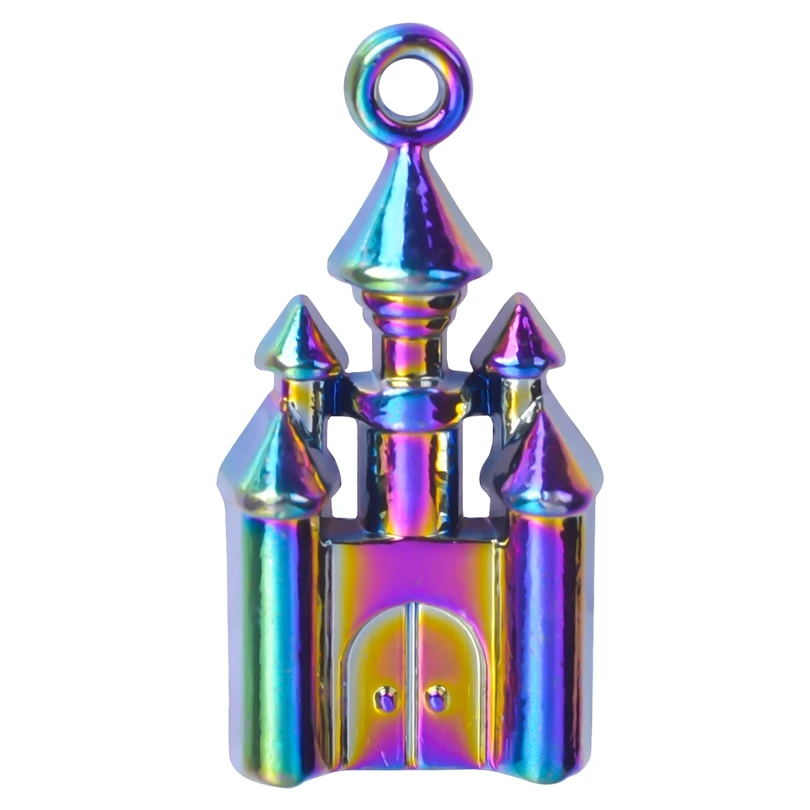 

4pcs/Lot Fashion Rainbow Color Castle Charms Zinc Alloy Pendant For Necklace Earrings Bracelet Jewelry Making Diy Accessories