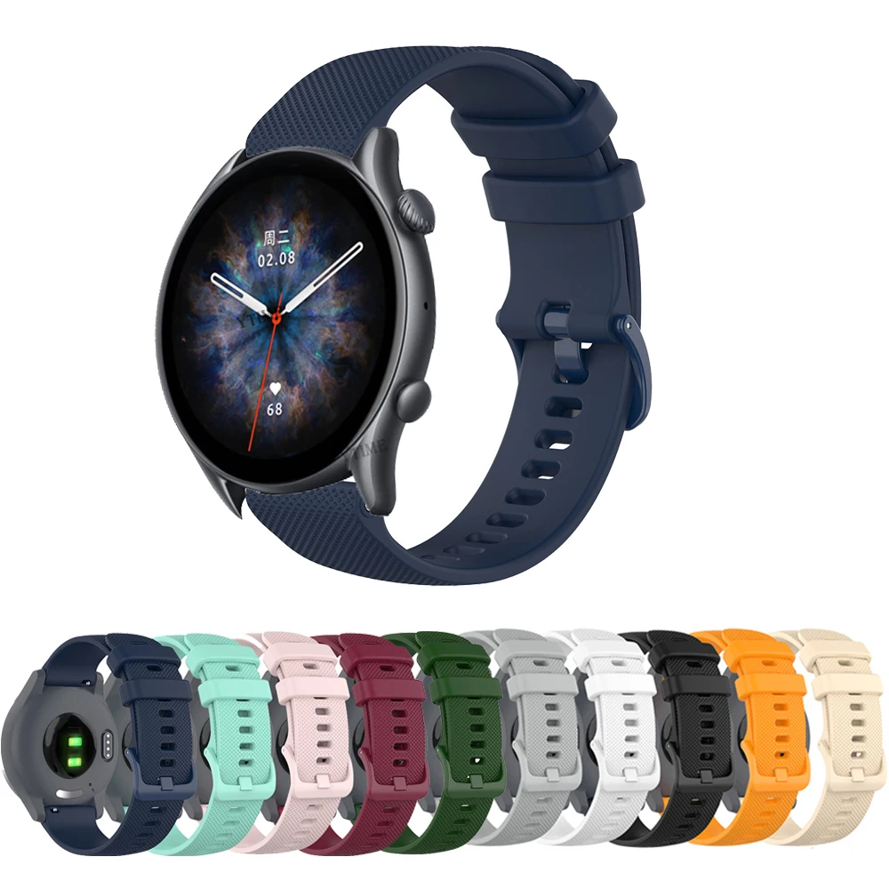 

Ремешок силиконовый для Xiaomi Huami GTR 47 мм GTR 2 2e 3 3 Pro, браслет для часов Huami Amazfit Pace Stratos 2 3 2S, 22 мм