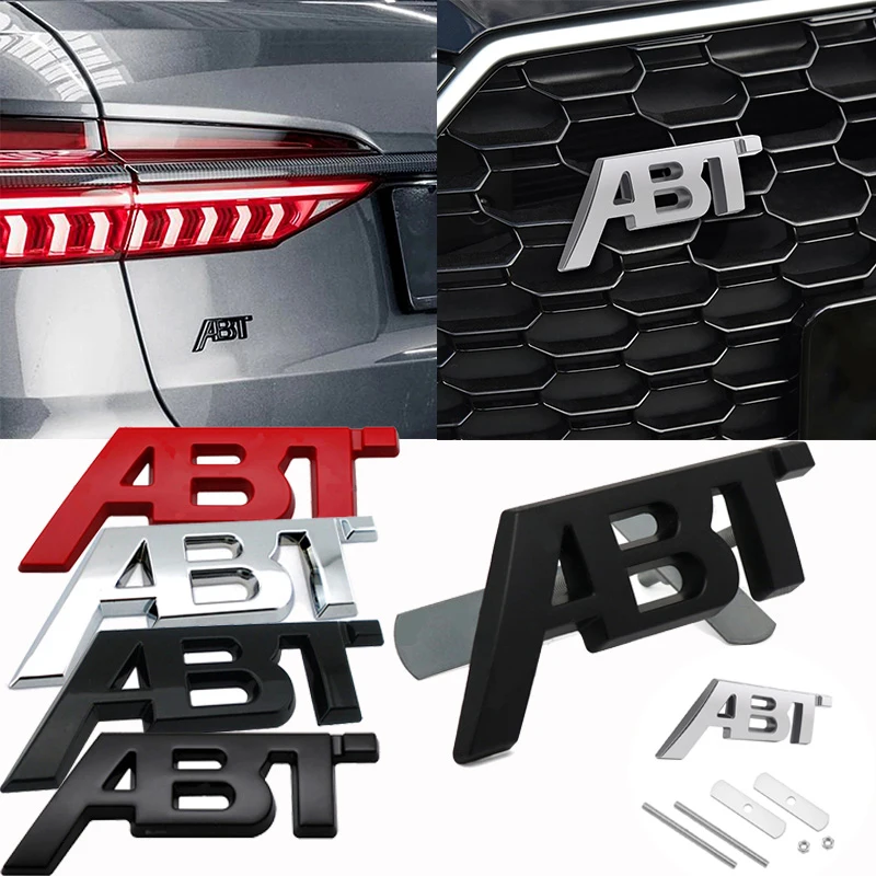 

3D Metal ABT Logo Front Grill Side Fender Badge Rear Trunk Boot Emblem Car Sticker for VW Audi A3 A4 A5 A6 A7 A8 Q3 Q5 Q7 TT RS