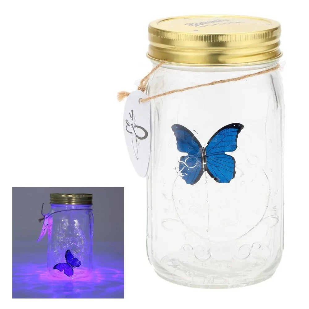 Novelty Holiday Gift Romantic Glass LED Lamp Magic Flying Butterfly Jar New Year Valentine's Christmas Gift Home Decor