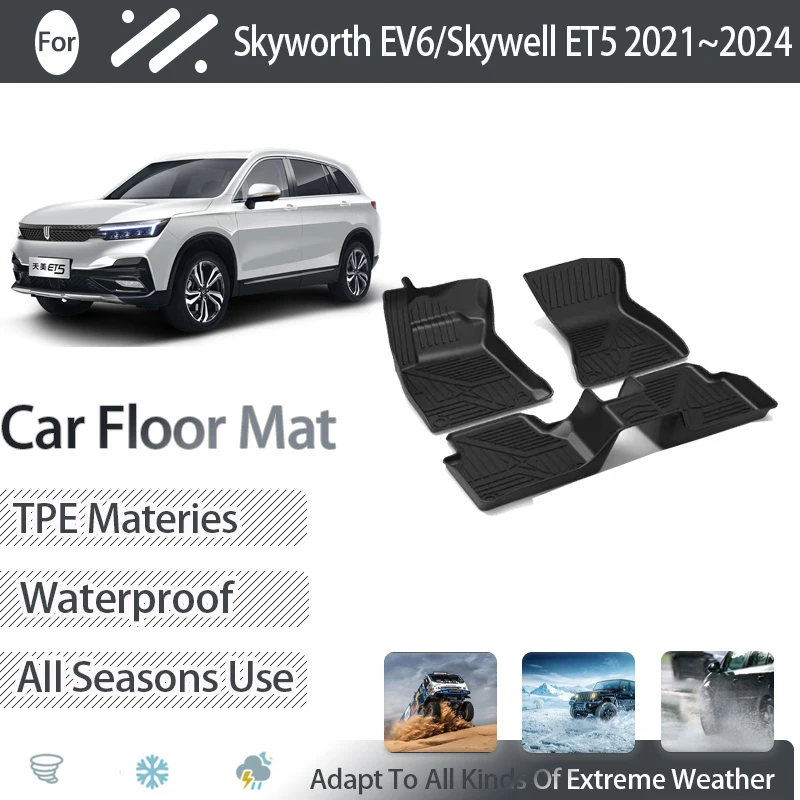 

Car Mat For Skywell ET5 Skyworth EV6 Imperium SEV 2021~2024 LHD Dirt-resistant Pad Foot Carpet Floor Cover Mud Auto Accessories