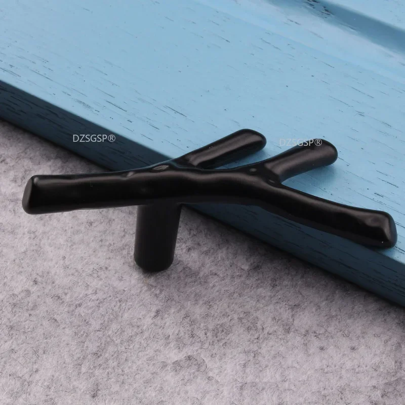 96/128 мм модная ручка для мебели в виде ветки дерева ручки ящика черные серебристые