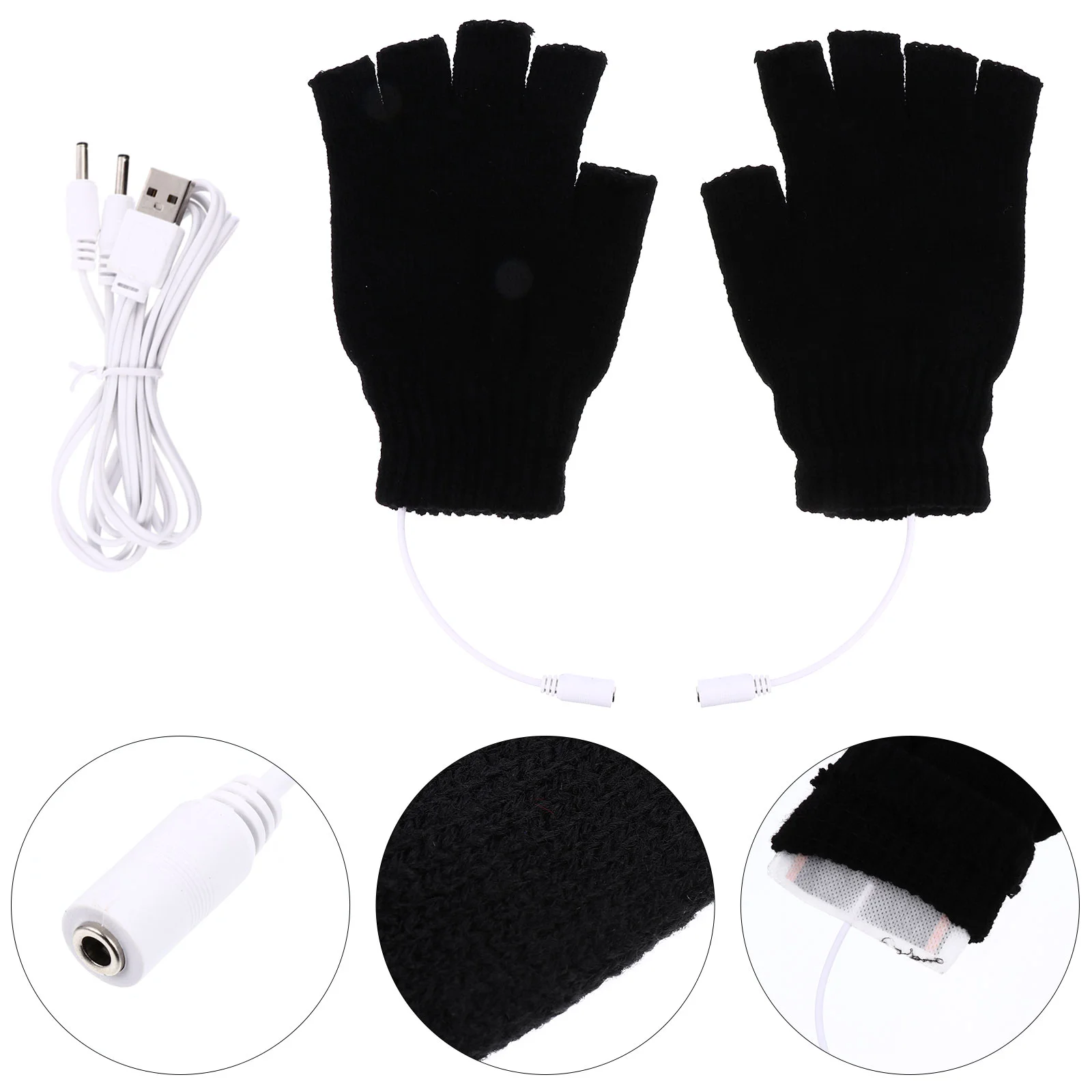 

Перчатки с подогревом, зимние теплые варежки с электрическим подогревом, шерстяные варежки без пальцев с Usb-разъемом для печати на пальцах