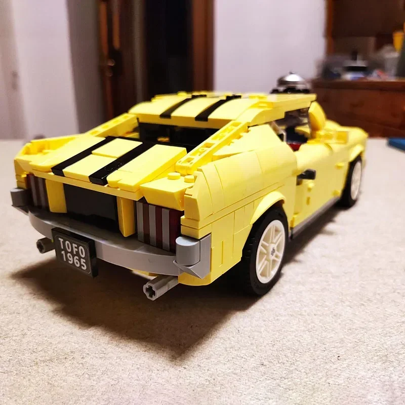 Конструктор Moc классический винтажная гоночная желтая модель машины Mustang
