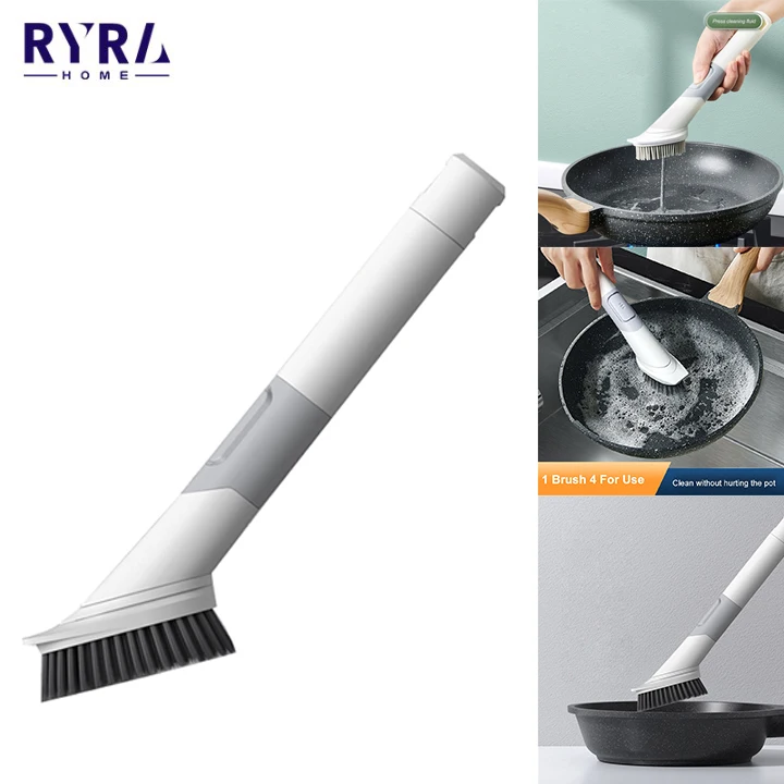 

Новейшая многоразовая щетка для чистки жидкости RYRA, Чистящая губка, длинная ручка, Диспенсер, очиститель, инструмент для кухни 2022