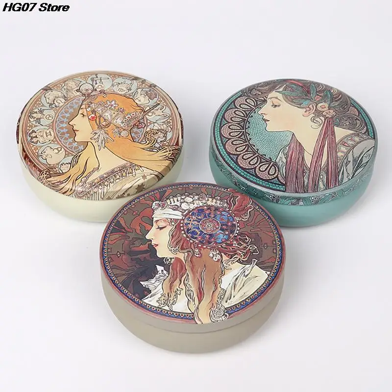 

Multi-Style Mini Round Pocket Tea Sugar Coffee Storage Box Tin Box Kitchen Flower Drawing Style Mousse Cake Packaging Gifts 1PC