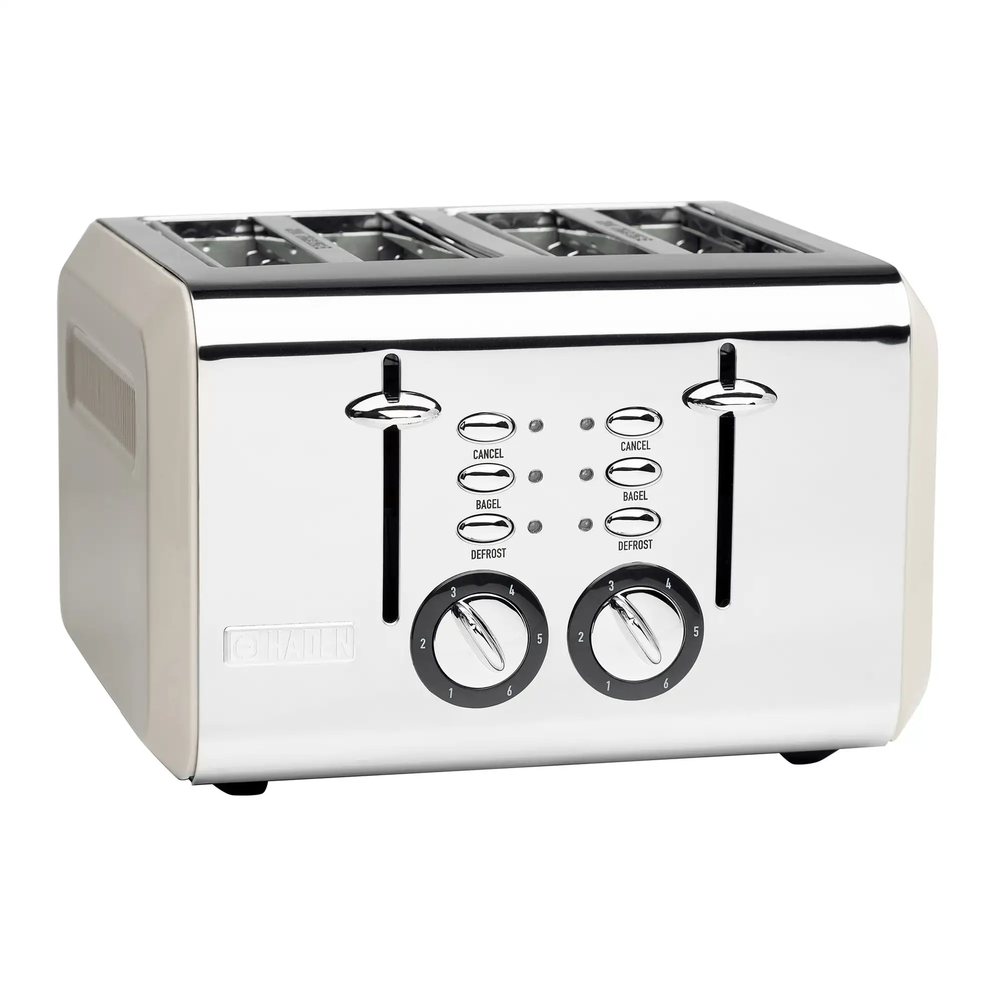 

75011 Cotswold Wide Slot Stainless Steel Retro 4 Slice Toaster, Beige