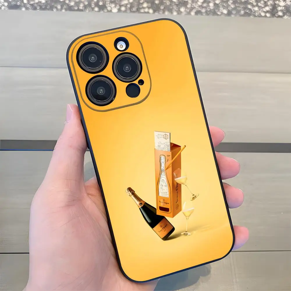 Фото Модный чехол V-Veuve Of C-Clicquot для iPhone 17 Air 16 E Pro Max 15 14 13 Mini 12 Pro 11 Max Plus, черный, мягкий, силиконовый №3