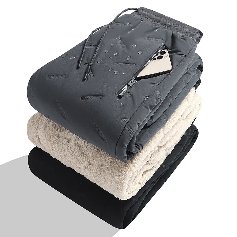 

Мужские Водонепроницаемые Брюки с защитой от холода на осень и зиму, утепленные плюшевые спортивные брюки, уличные ветрозащитные повседнев...