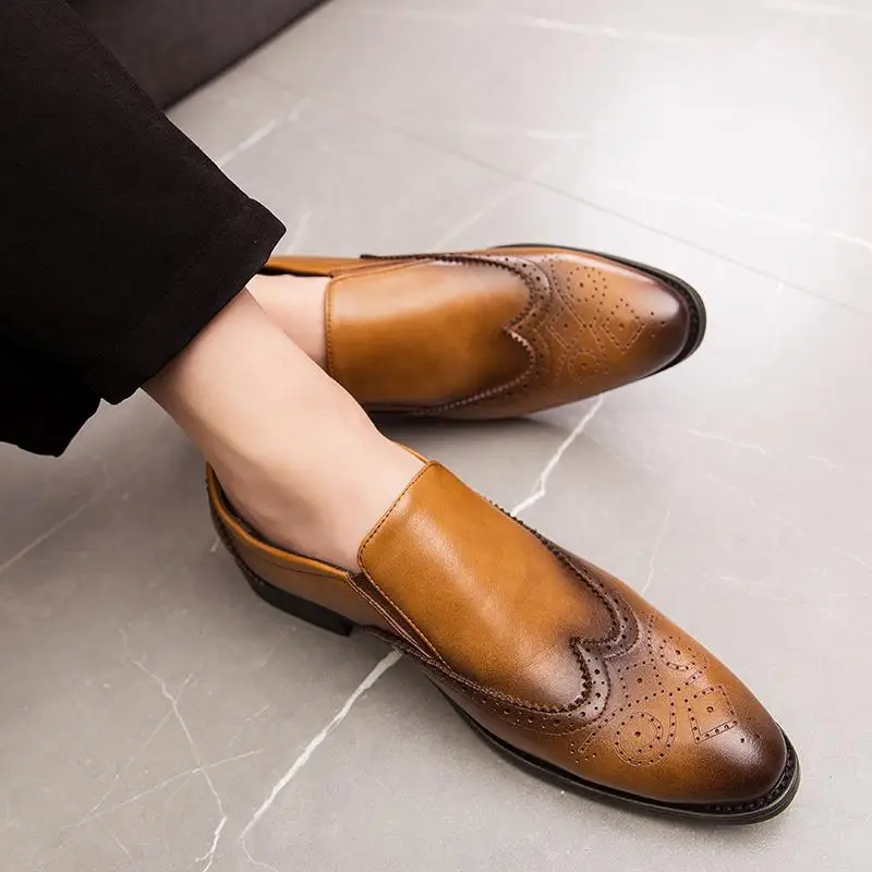 

Men's Shoes Spring British Wild Black Work Height Increasing Bridegroom Men's Business Formal Casual Leather Shoes for Young Men