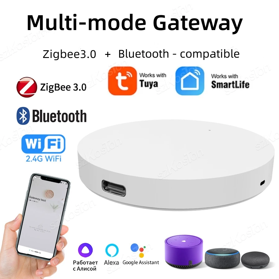 

Tuya Zigbee Gateway Wireless Bluetooth BLE Mesh Hub Smart Home Bridge Smart Life App Remote Control Works with Alexa Google Home