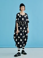 imakokoni original 2022 spring and summer heavy industry crumpled polka dot dresses for women 2022 summer black dress fashion